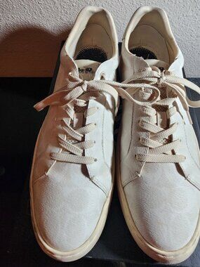 Coach Men's Size 13D White Cream Leather Low-Top Lace-Up Sneakers w/ Box